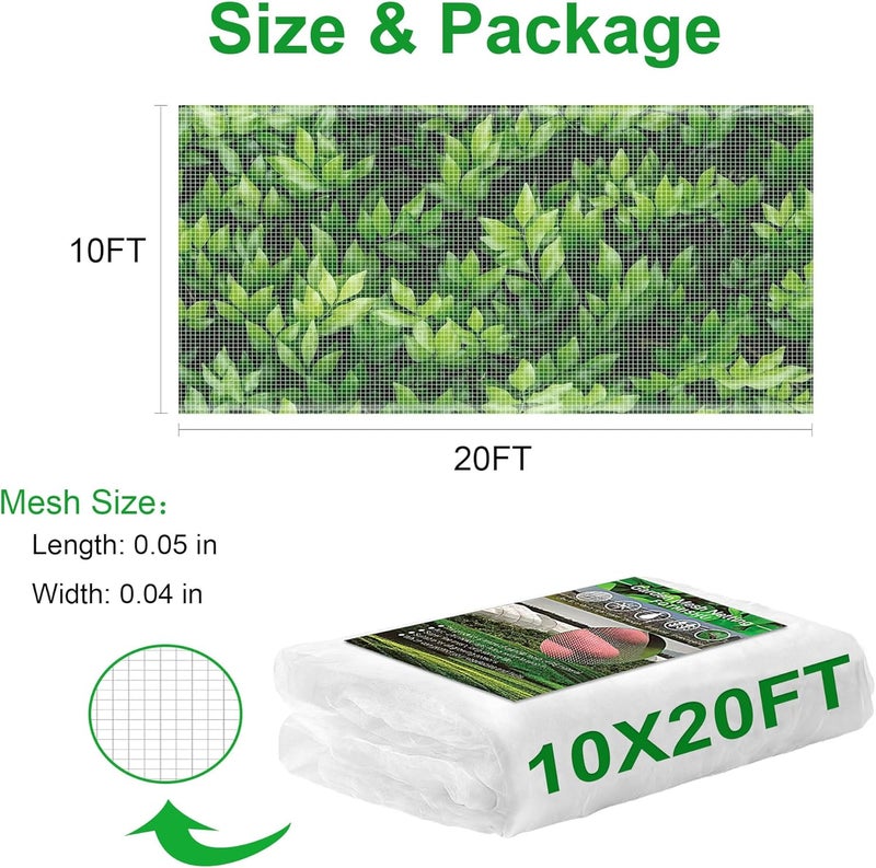 FOTMISHU Garden Netting 10x20FT Ultra Fine Mesh Netting Bird Barrier Protection Vegetable Fruit Tree Bushes Plant Cover for Raised Bed - Image 3